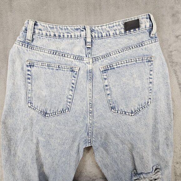 Flamingo Jeans M 28x32 Acid Wash Distressed Destroyed Flared Button Fly Grunge - Picture 4 of 14